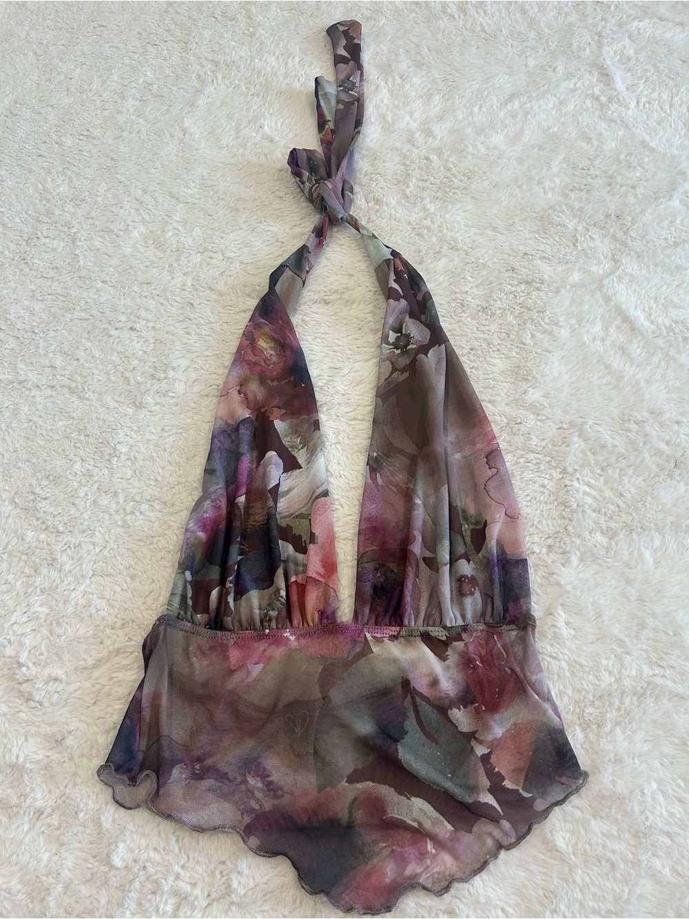 Windsor Floral Watercolor Halter Camisole in Mauve, Olive, Taupe